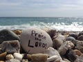 Praise The LORD & x28;Stone on Beach& x29; Royalty Free Stock Photo